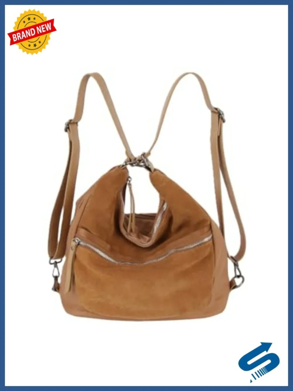Convertible Shoulder Hobo Backpack Vegan Suede Travel Bag